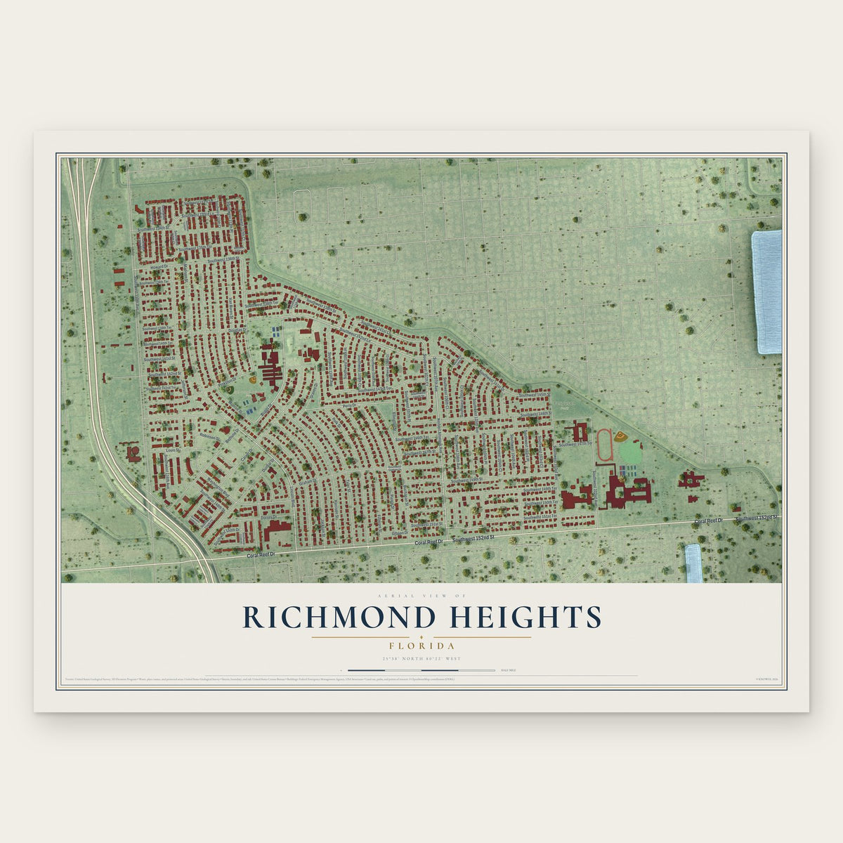 Richmond Heights, Florida map print, the full design