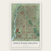Ridge Wood Heights, Florida map print, the full design