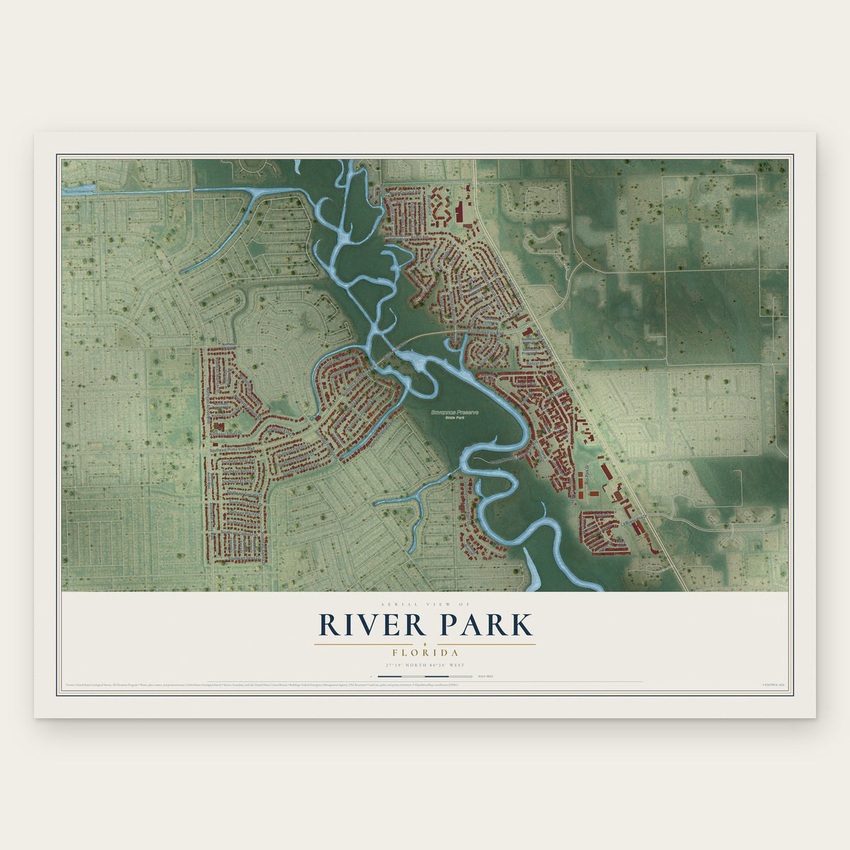 River Park, Florida map print, the full design