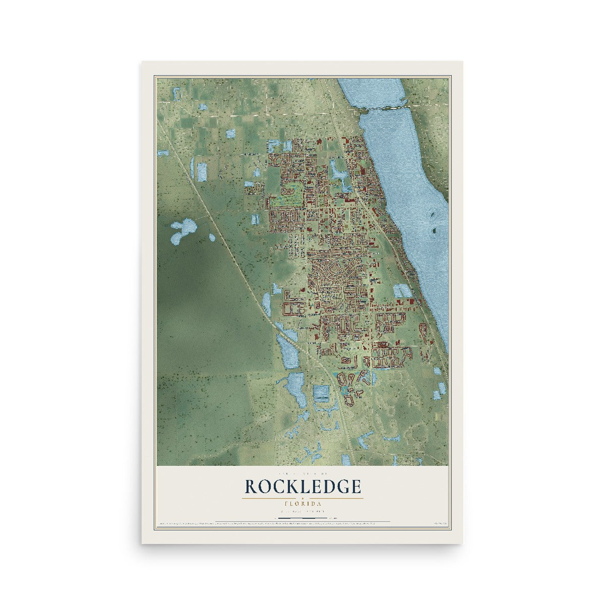 Rockledge, Florida map print, 12" x 18" Archival Matte Print mockup