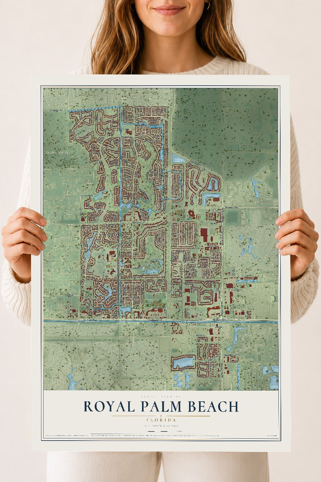 Royal Palm Beach, Florida map print, 18" x 24" Archival Matte Print mockup
