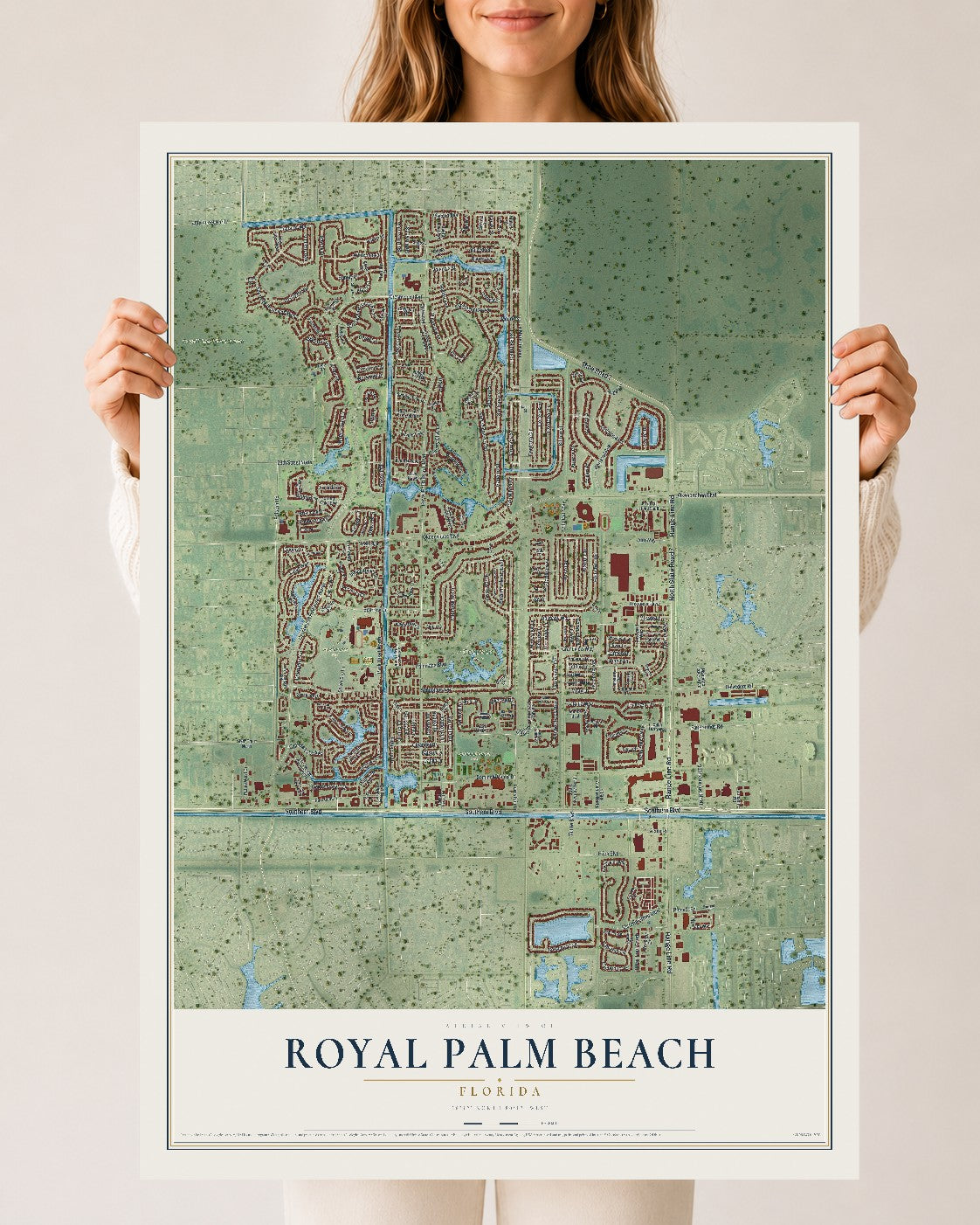 Royal Palm Beach, Florida map print, 24" x 36" Archival Matte Print mockup
