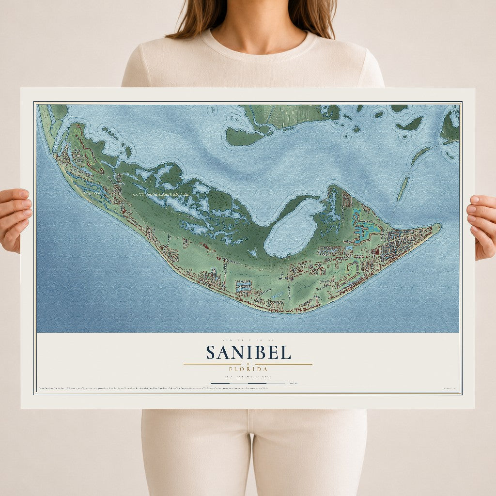 Sanibel, Florida map print, 18" x 24" Archival Matte Print mockup