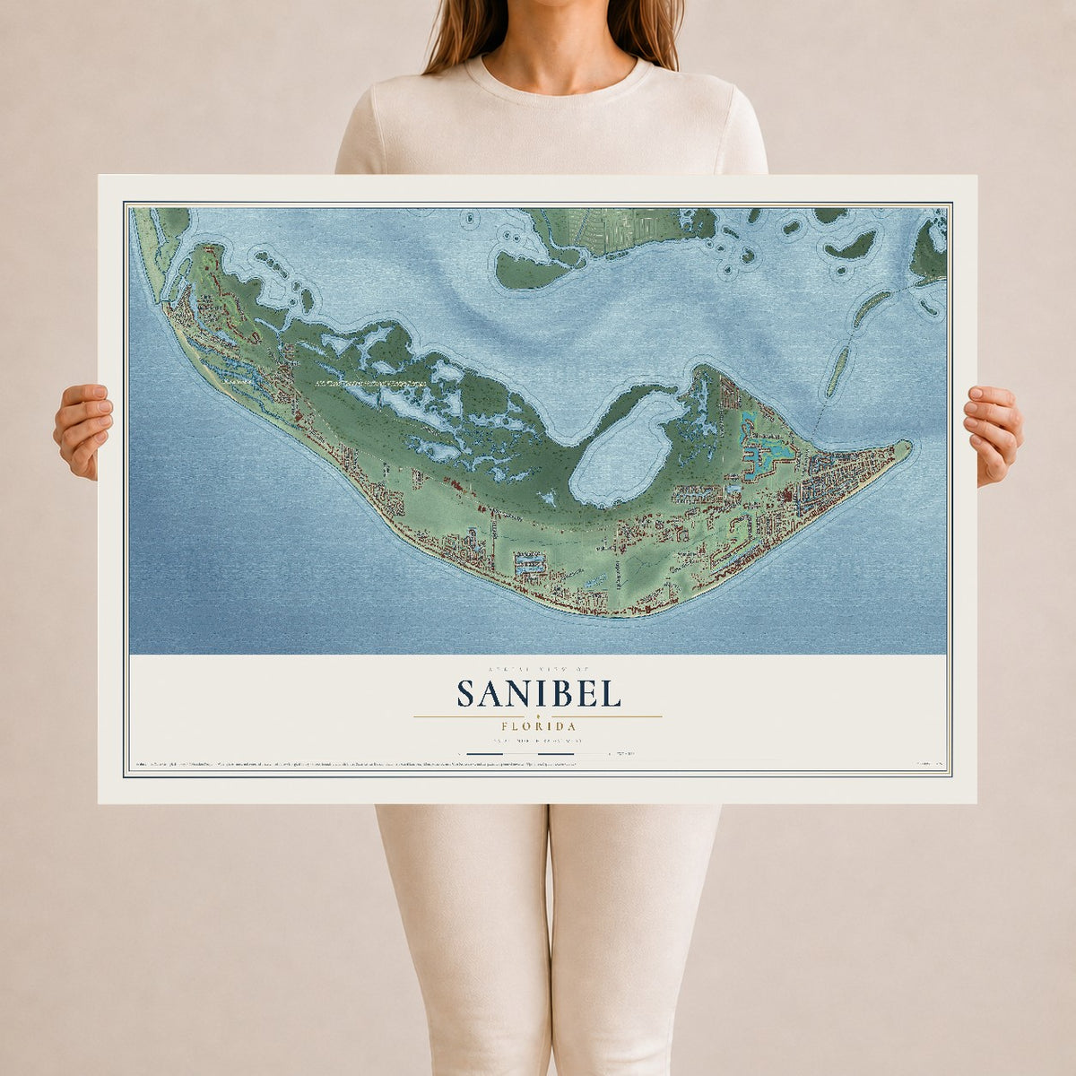 Sanibel, Florida map print, 24" x 36" Archival Matte Print mockup