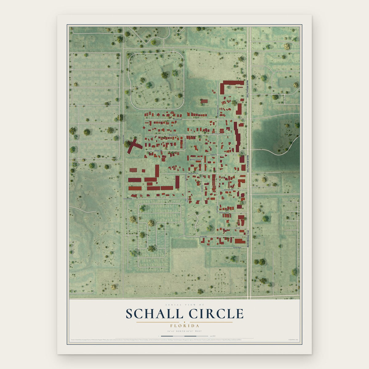 Schall Circle, Florida map print, the full design