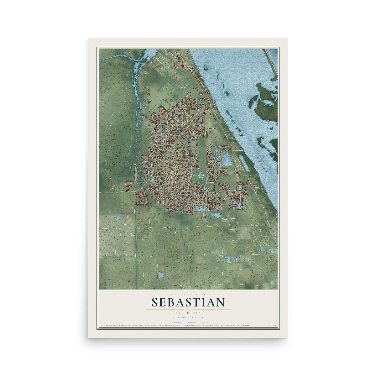 Sebastian, Florida map print, 12" x 18" Archival Matte Print mockup