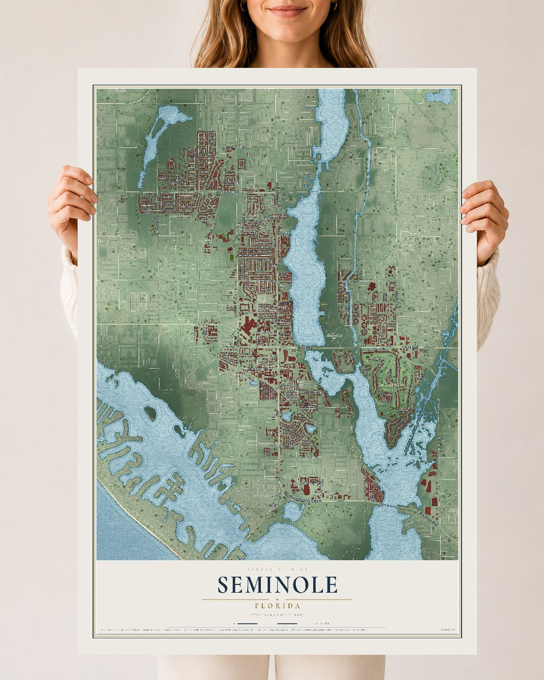Seminole, Florida map print, 24" x 36" Archival Matte Print mockup