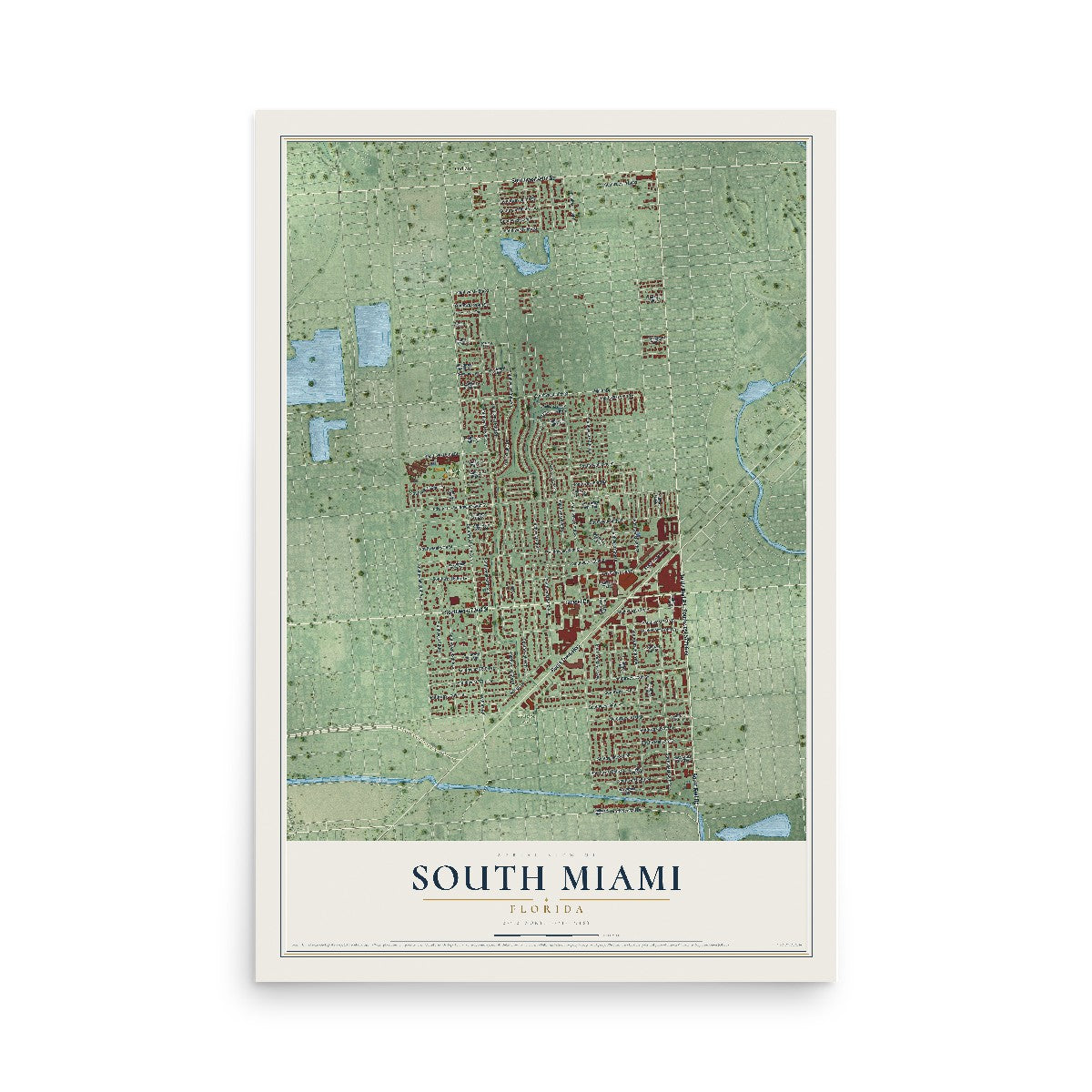South Miami, Florida map print, 12" x 18" Archival Matte Print mockup