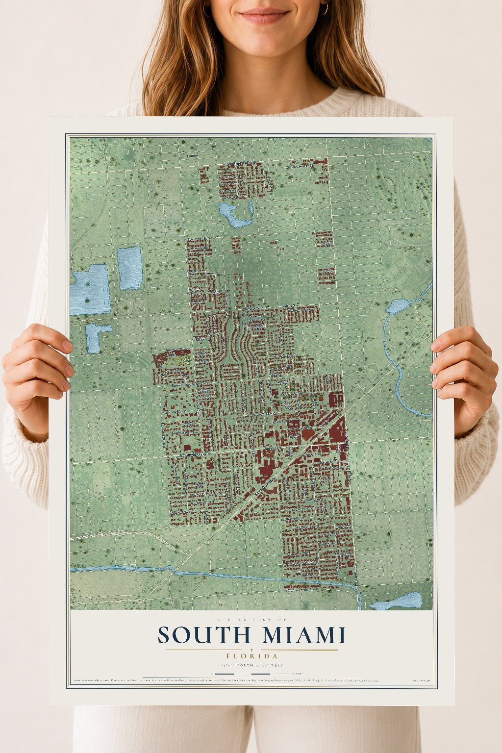South Miami, Florida map print, 18" x 24" Archival Matte Print mockup
