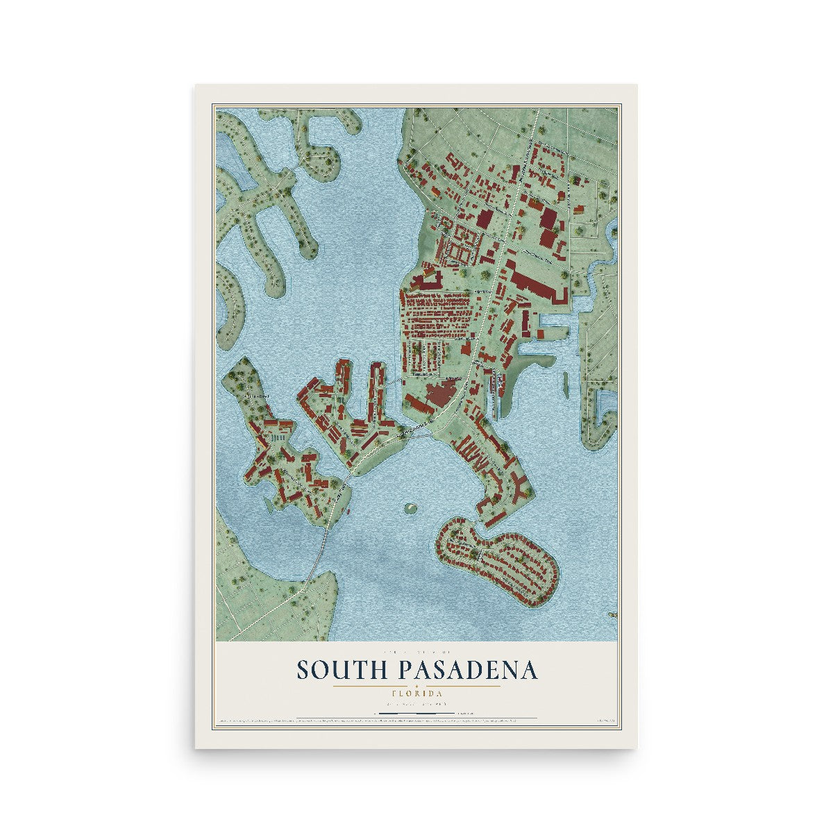 South Pasadena, Florida map print, 12" x 18" Archival Matte Print mockup