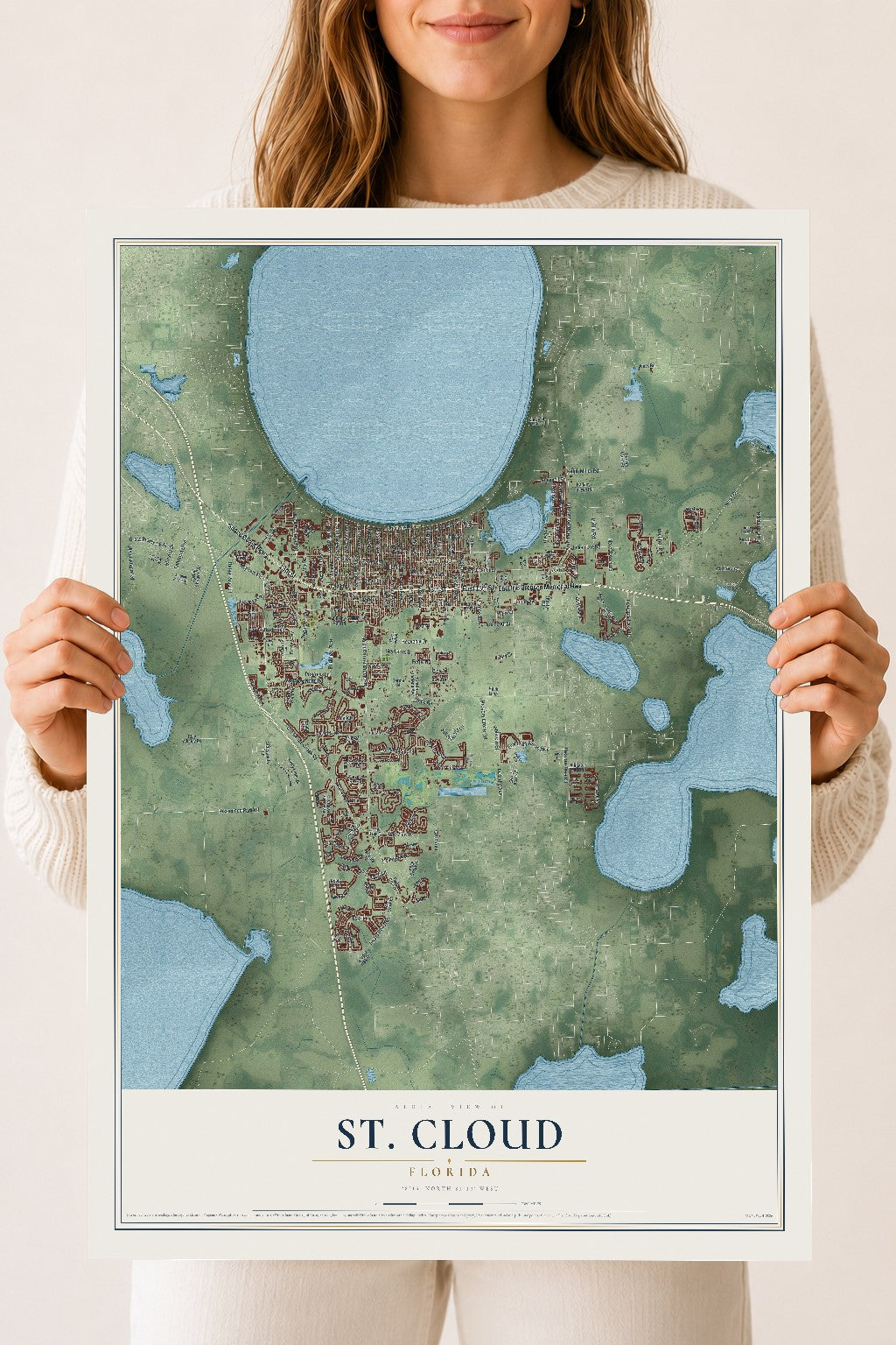 St. Cloud, Florida map print, 18" x 24" Archival Matte Print mockup