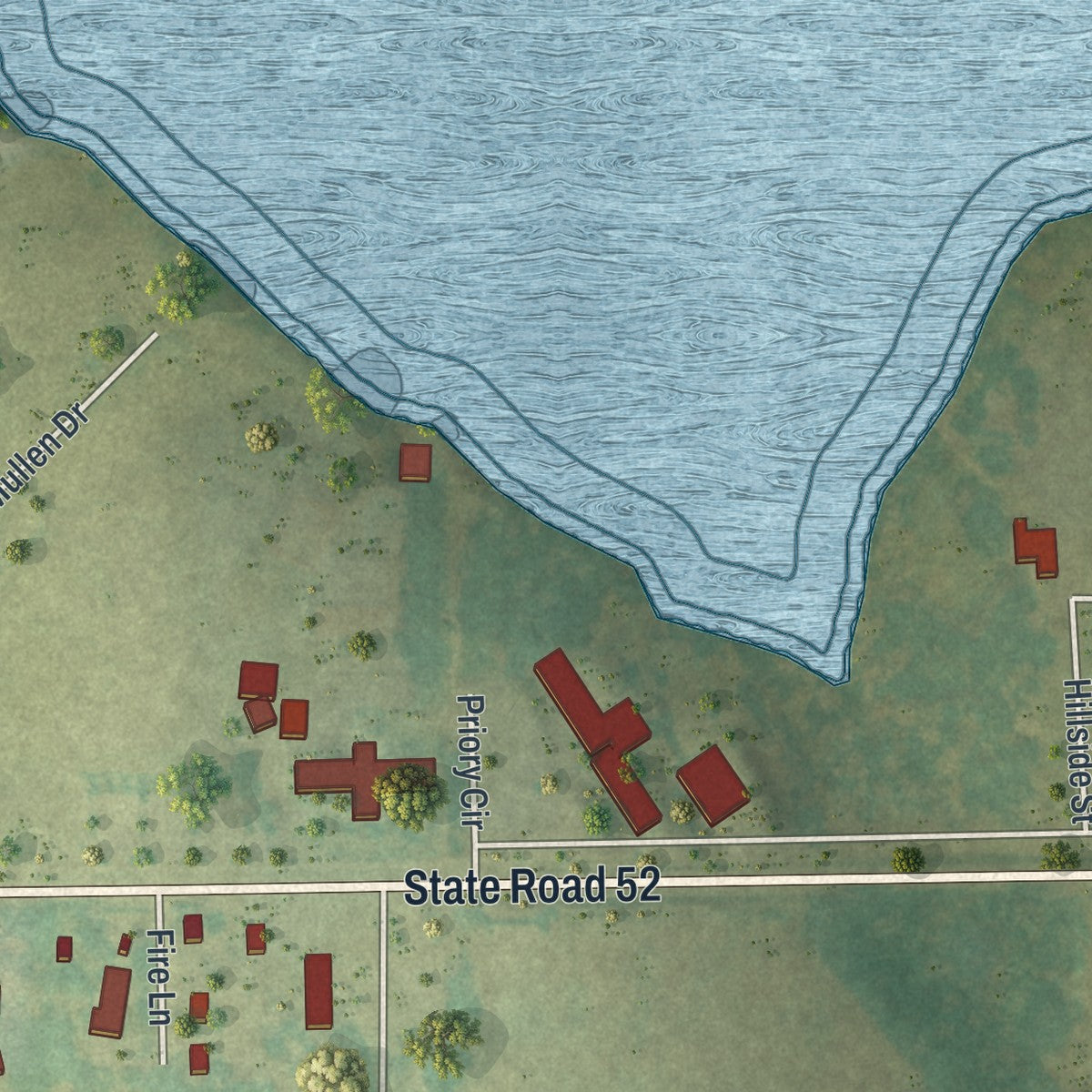 Close-up 2 of the St. Leo, Florida map artwork