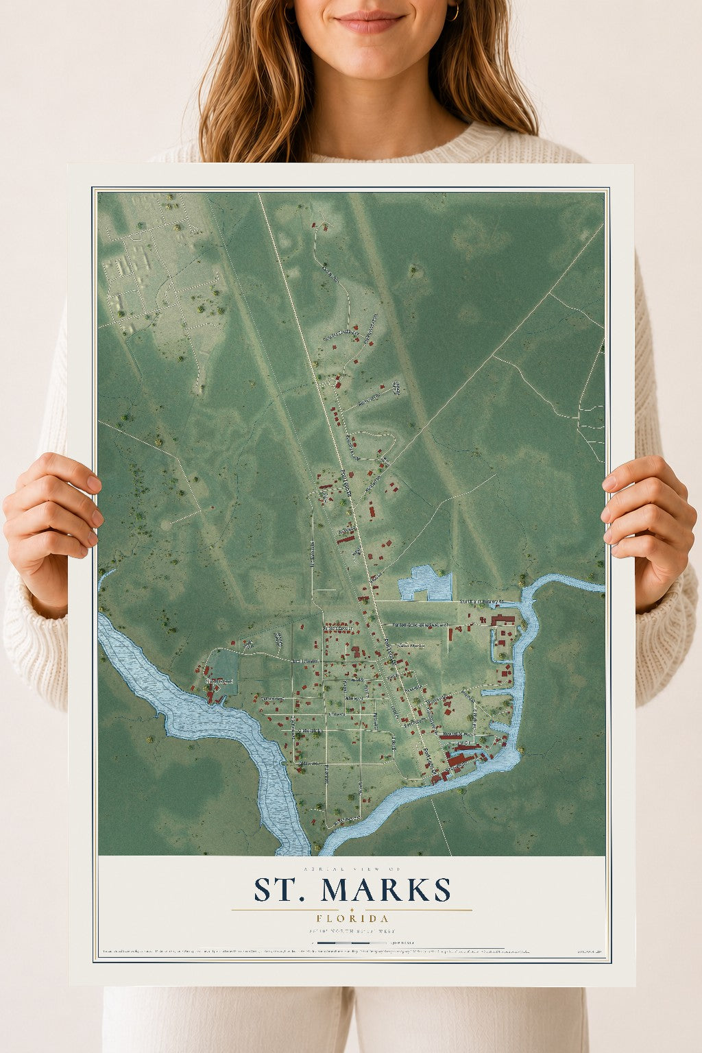 St. Marks, Florida map print, 18" x 24" Archival Matte Print mockup
