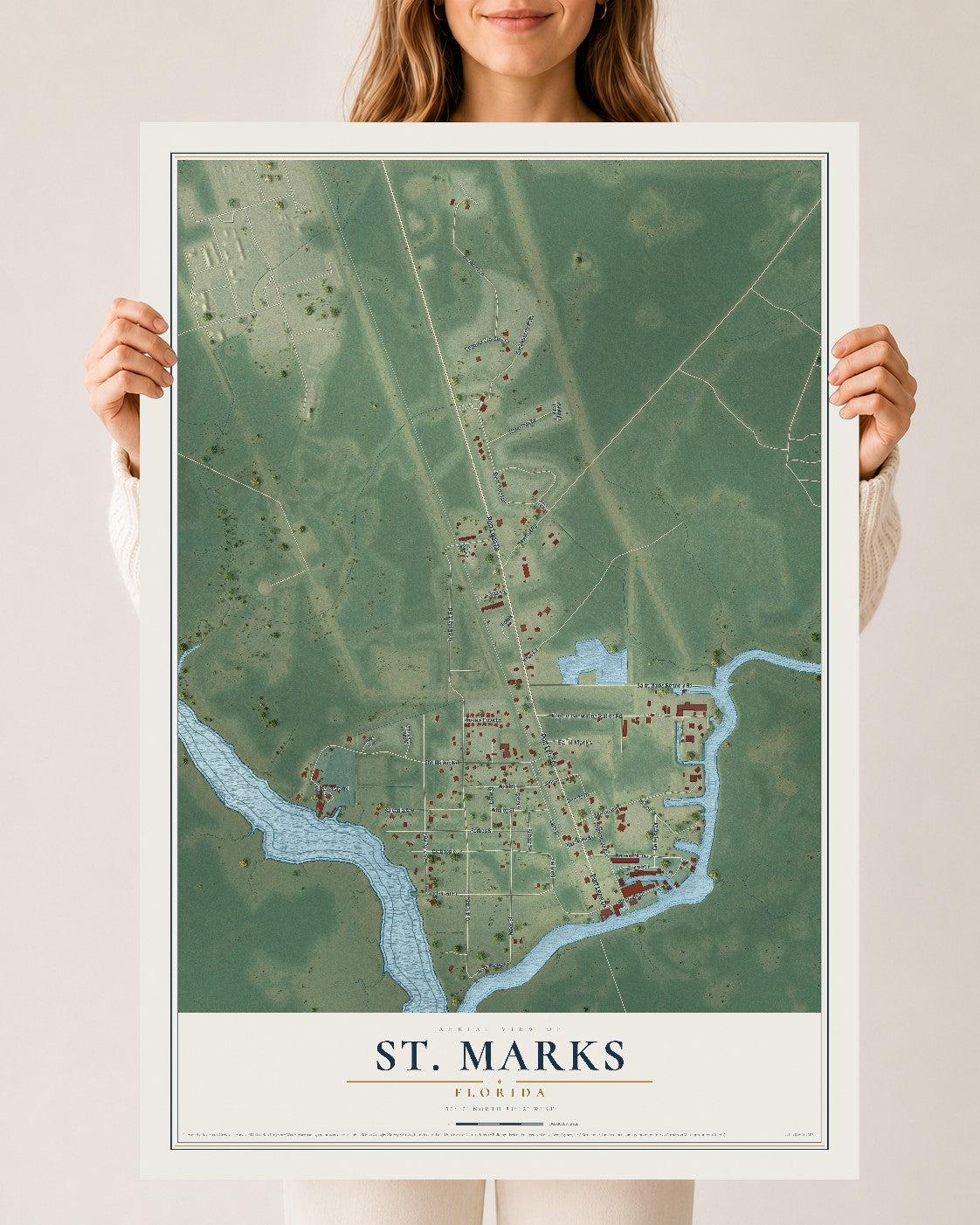 St. Marks, Florida map print, 24" x 36" Archival Matte Print mockup
