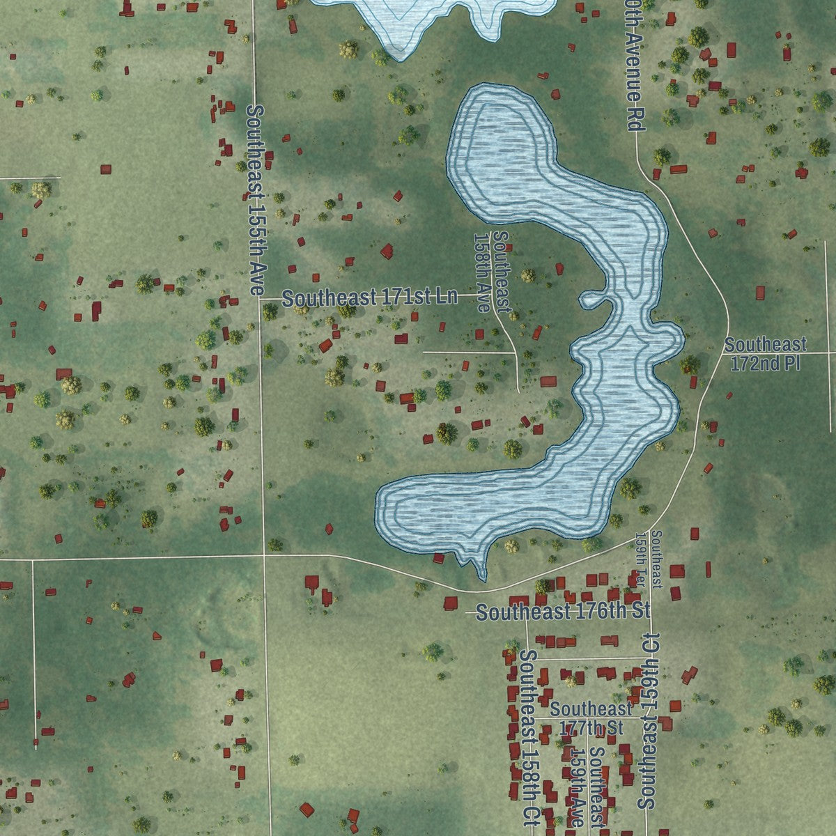Close-up of the map of Stanton, Florida print showing street and building detail