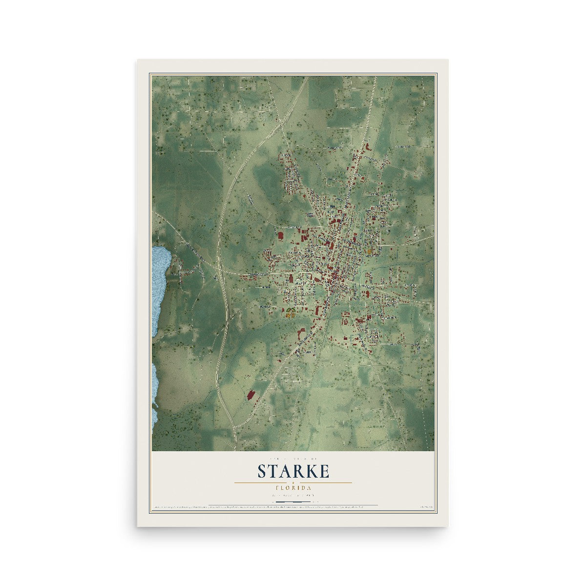 Starke, Florida map print, 12" x 18" Archival Matte Print mockup