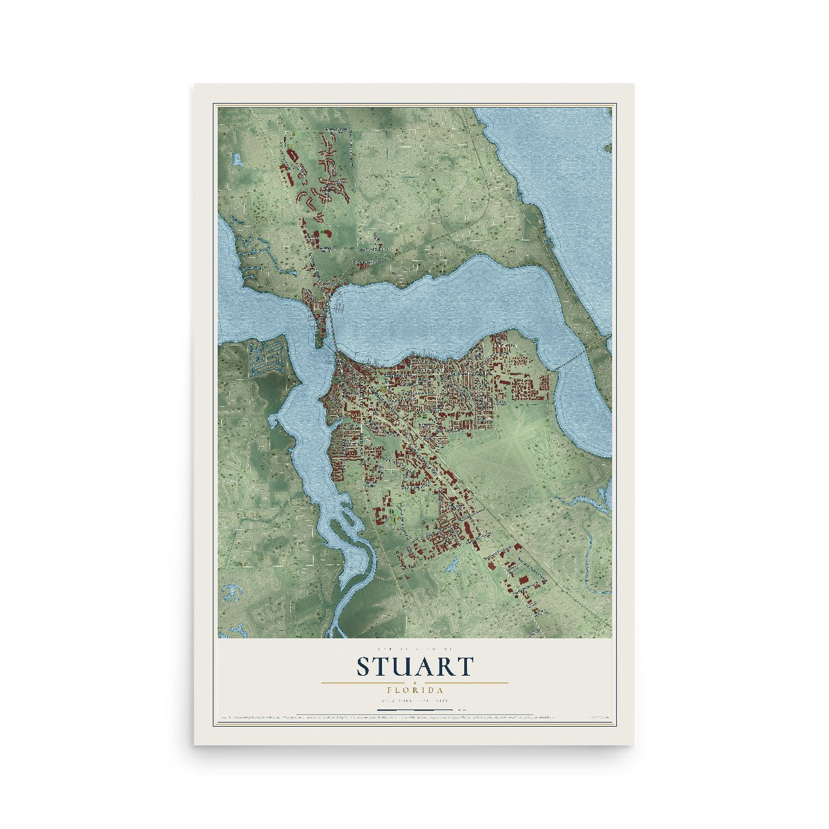 Stuart, Florida map print, 12" x 18" Archival Matte Print mockup