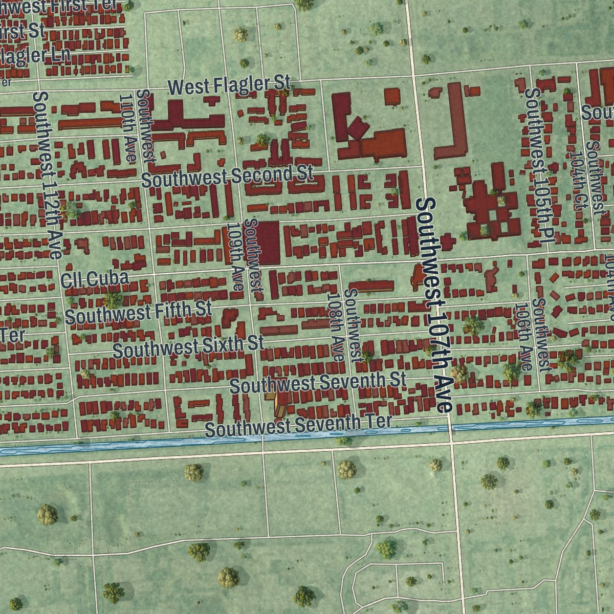 Close-up 1 of the Sweetwater, Florida map artwork