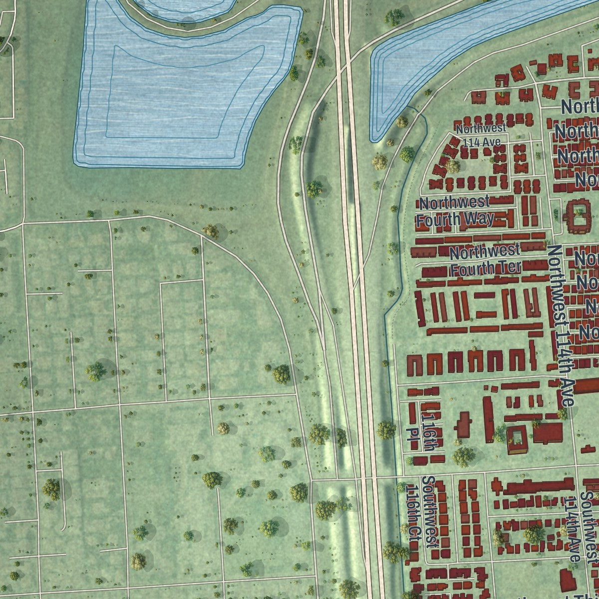 Close-up 2 of the Sweetwater, Florida map artwork