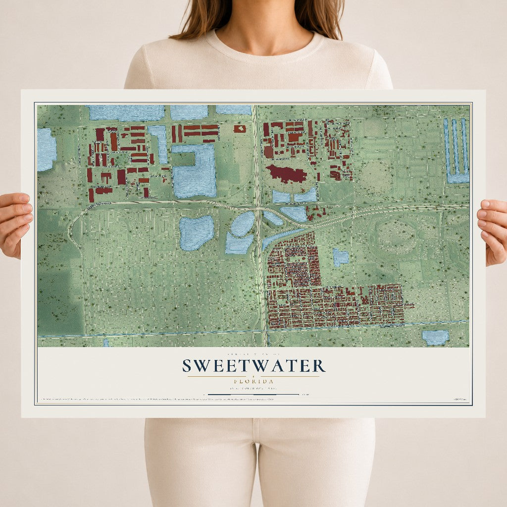 Sweetwater, Florida map print, 18" x 24" Archival Matte Print mockup