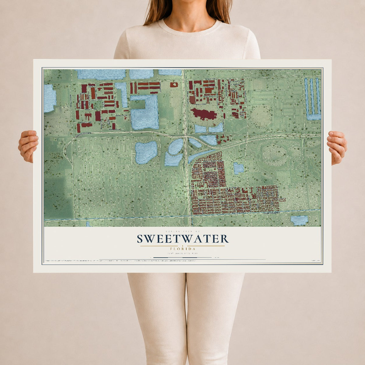 Sweetwater, Florida map print, 24" x 36" Archival Matte Print mockup