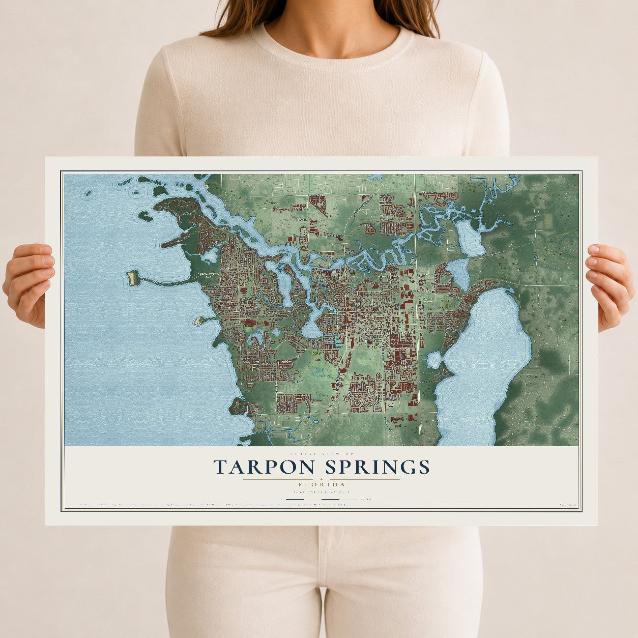 Tarpon Springs, Florida map print, 12" x 18" Archival Matte Print mockup