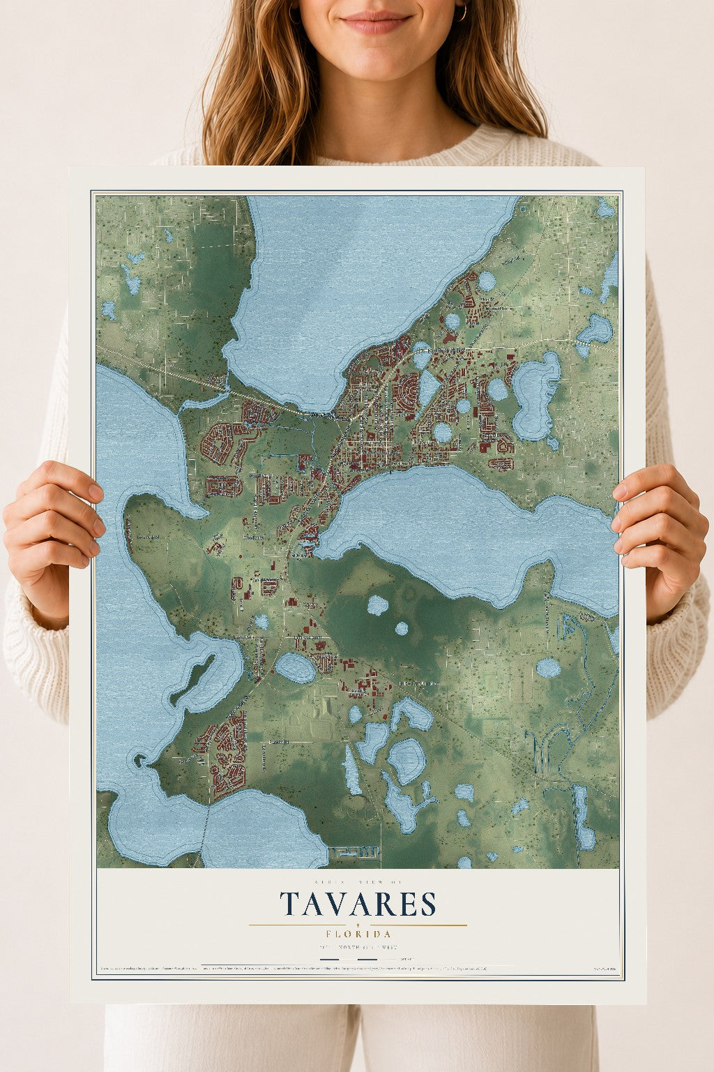 Tavares, Florida map print, 18" x 24" Archival Matte Print mockup