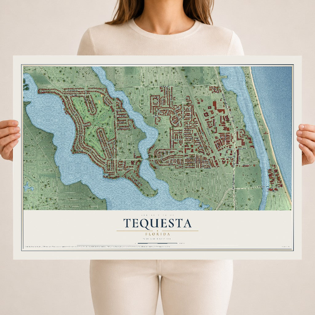 Tequesta, Florida map print, 18" x 24" Archival Matte Print mockup