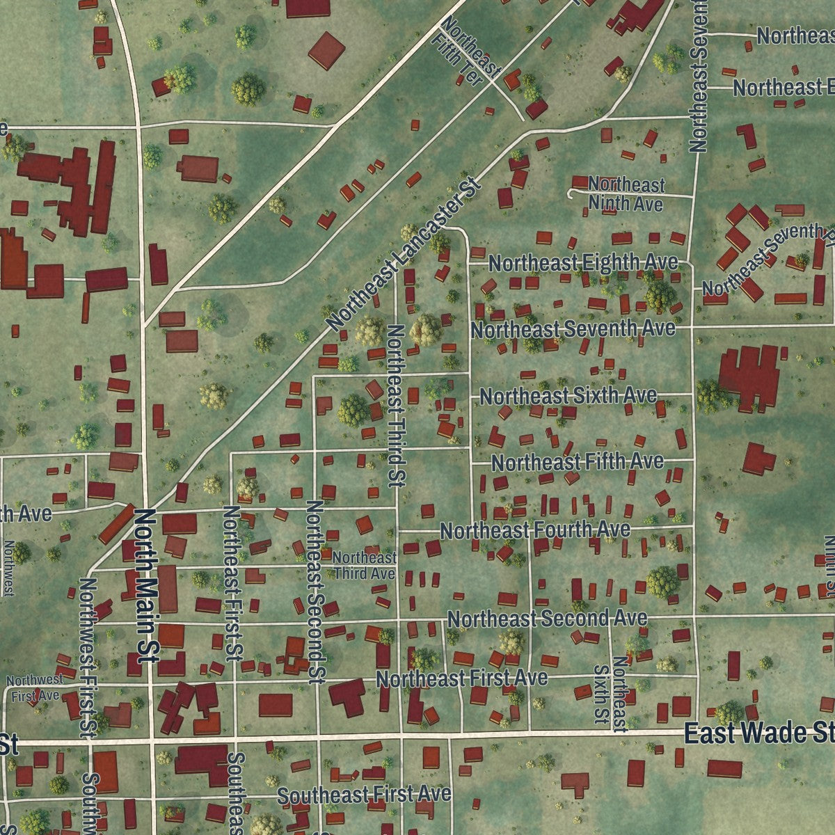 Close-up 1 of the Trenton, Florida map artwork