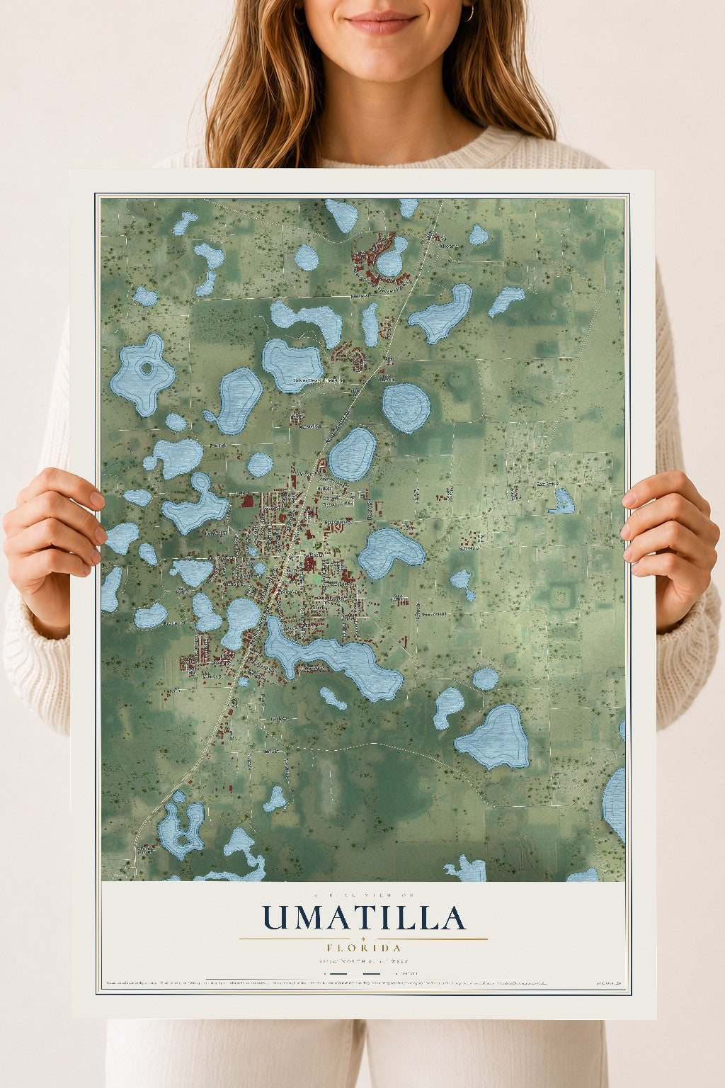 Umatilla, Florida map print, 18" x 24" Archival Matte Print mockup