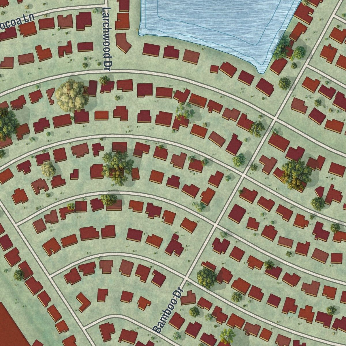 Close-up of the map of Venice Gardens, Florida print showing street and building detail