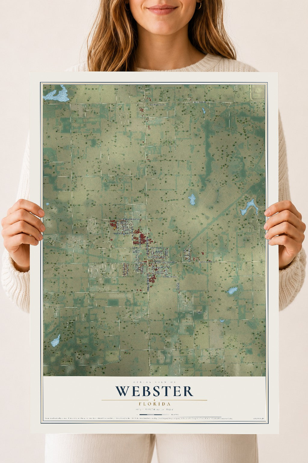 Webster, Florida map print, 18" x 24" Archival Matte Print mockup