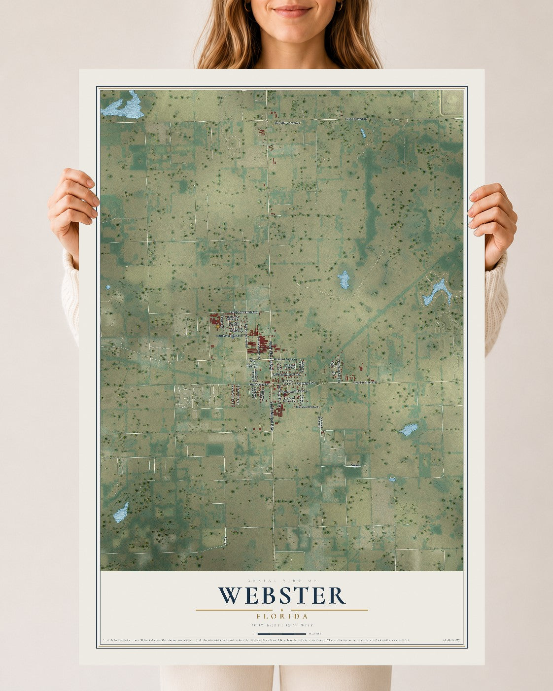 Webster, Florida map print, 24" x 36" Archival Matte Print mockup