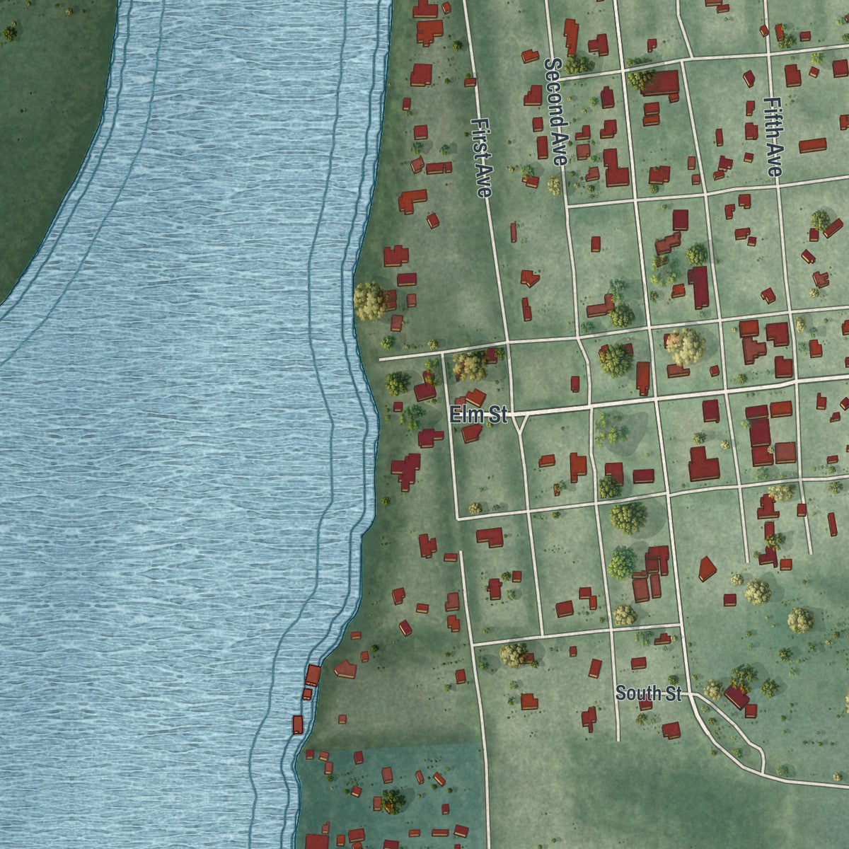 Close-up 1 of the Welaka, Florida map artwork