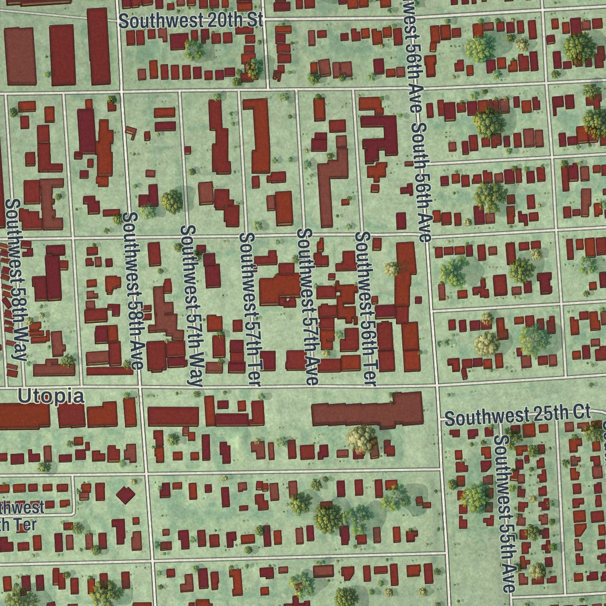 Close-up 1 of the West Park, Florida map artwork