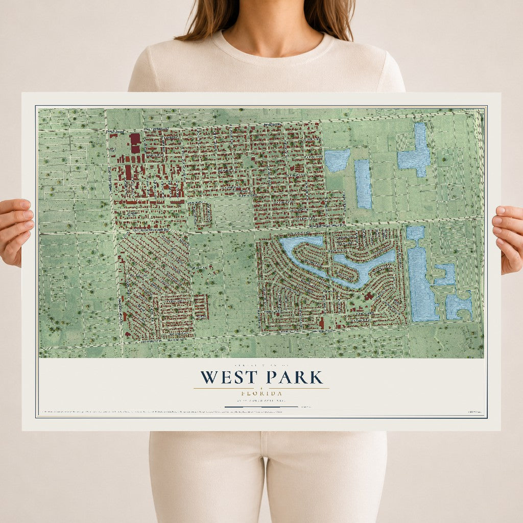 West Park, Florida map print, 18" x 24" Archival Matte Print mockup