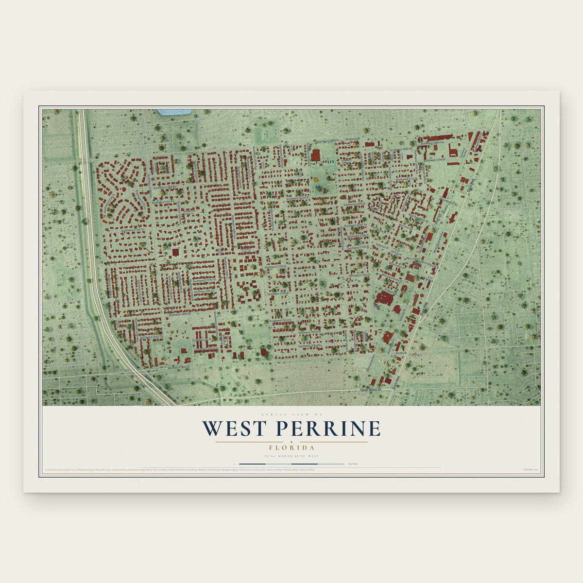 West Perrine, Florida map print, the full design