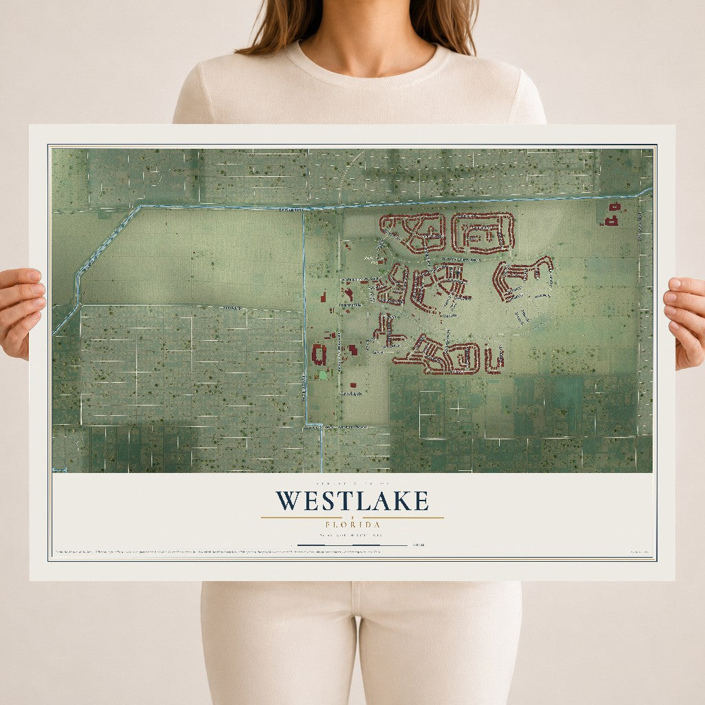 Westlake, Florida map print, 18" x 24" Archival Matte Print mockup