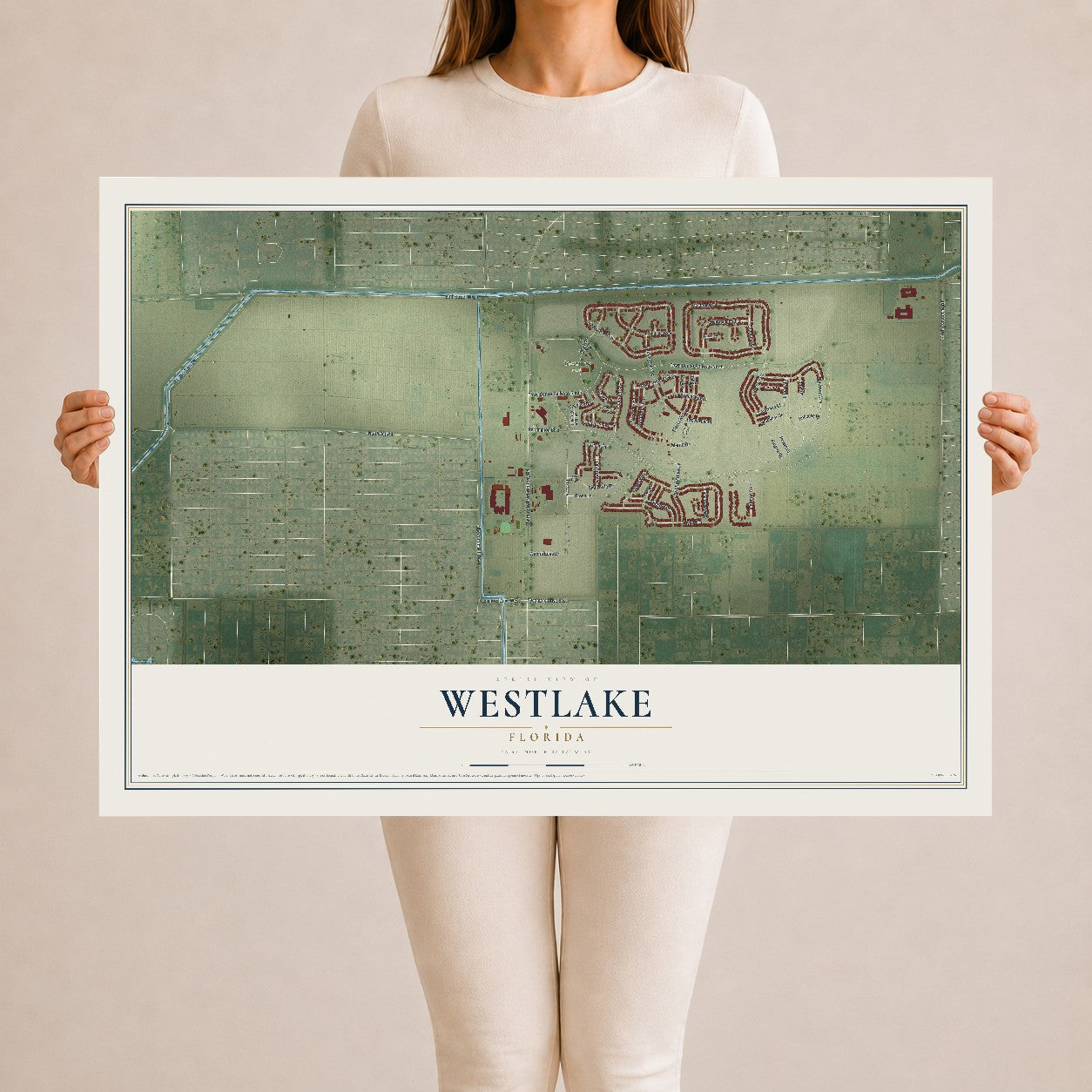 Westlake, Florida map print, 24" x 36" Archival Matte Print mockup