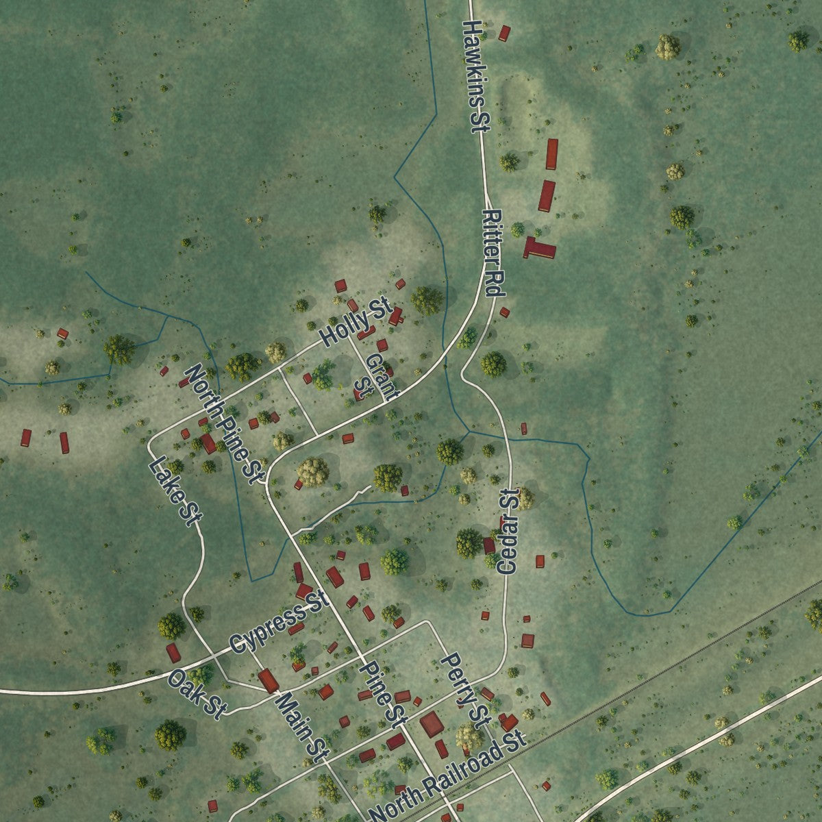 Close-up 2 of the Westville, Florida map artwork