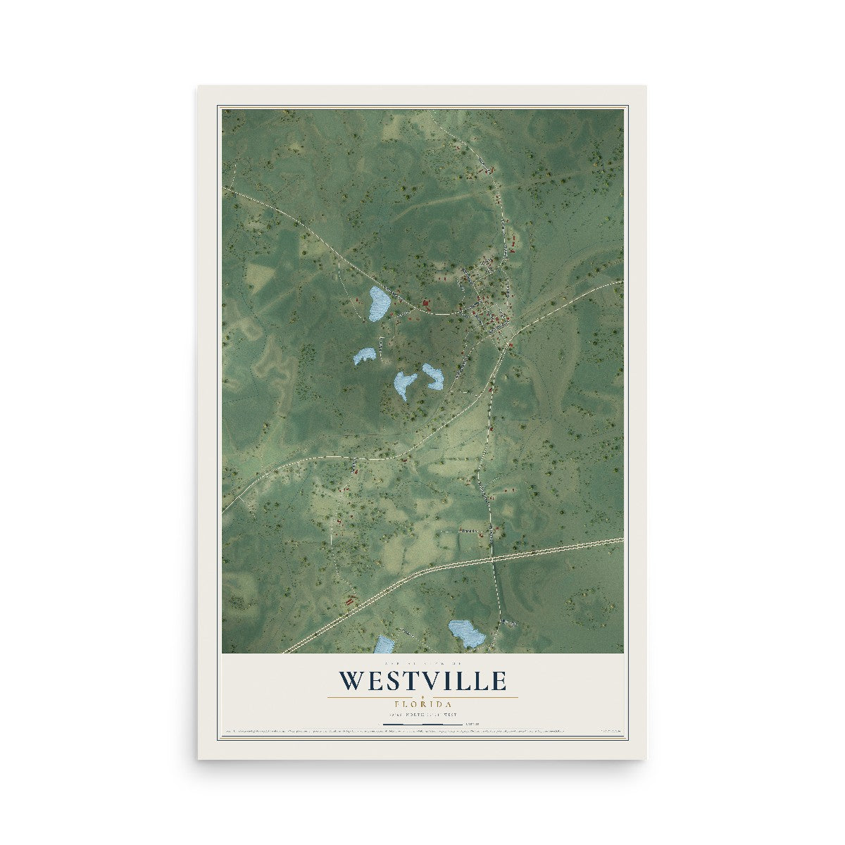 Westville, Florida map print, 12" x 18" Archival Matte Print mockup