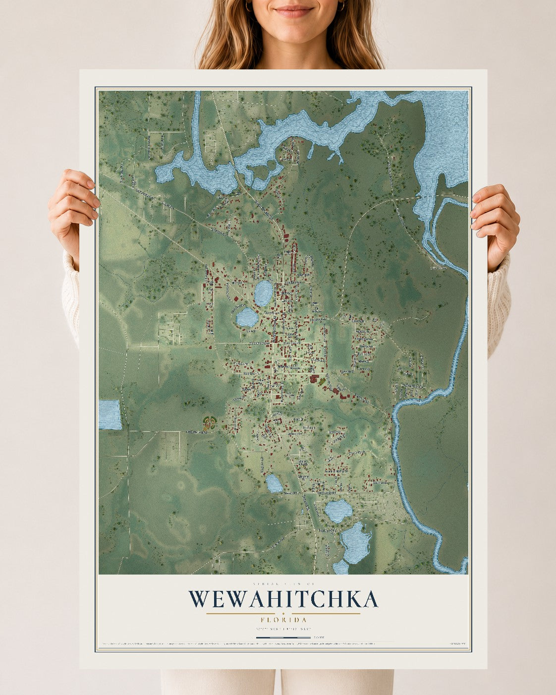 Wewahitchka, Florida map print, 24" x 36" Archival Matte Print mockup