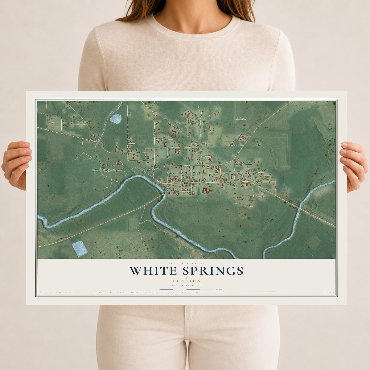 White Springs, Florida map print, 12" x 18" Archival Matte Print mockup