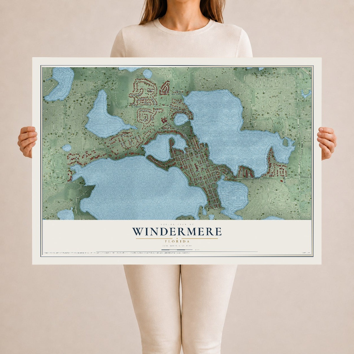 Windermere, Florida map print, 24" x 36" Archival Matte Print mockup