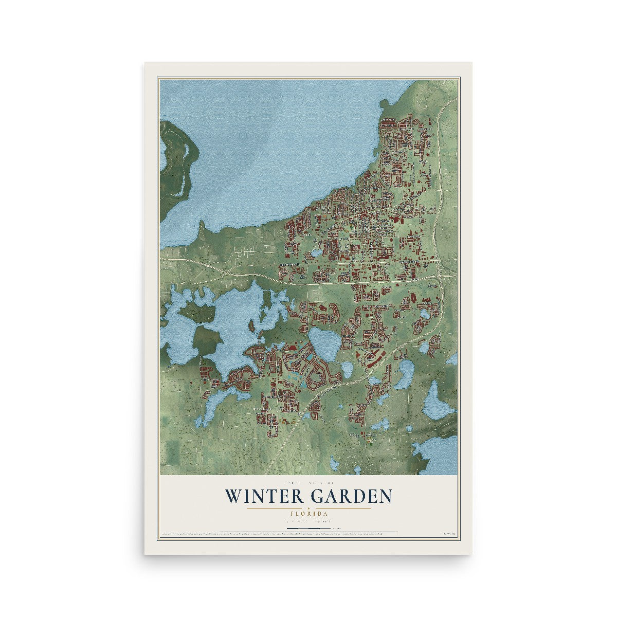 Winter Garden, Florida map print, 12" x 18" Archival Matte Print mockup