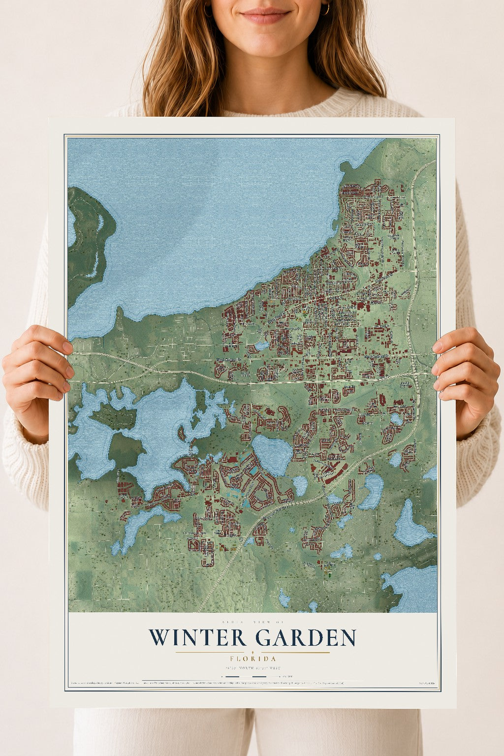 Winter Garden, Florida map print, 18" x 24" Archival Matte Print mockup