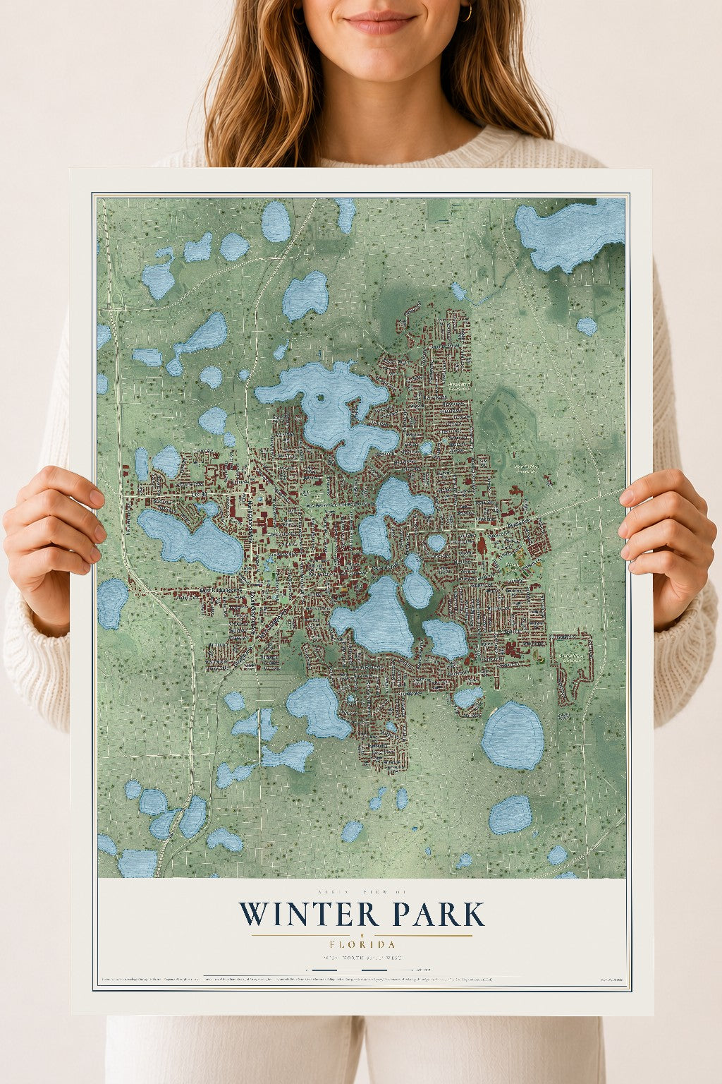 Winter Park, Florida map print, 18" x 24" Archival Matte Print mockup