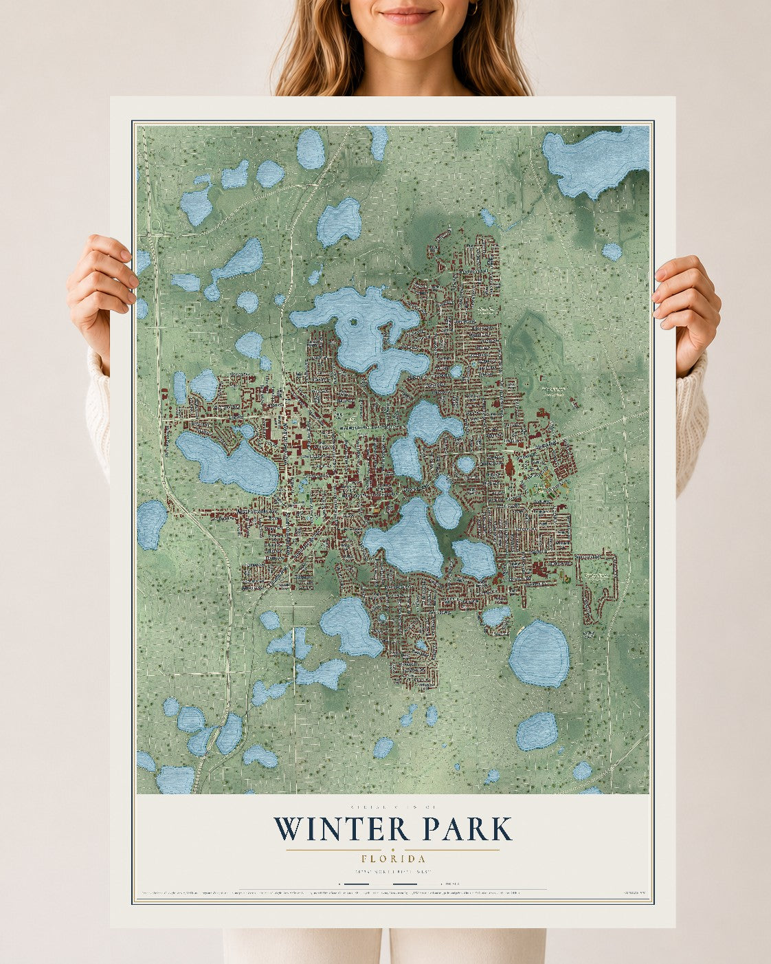 Winter Park, Florida map print, 24" x 36" Archival Matte Print mockup