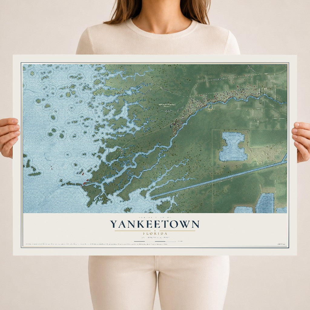 Yankeetown, Florida map print, 18" x 24" Archival Matte Print mockup