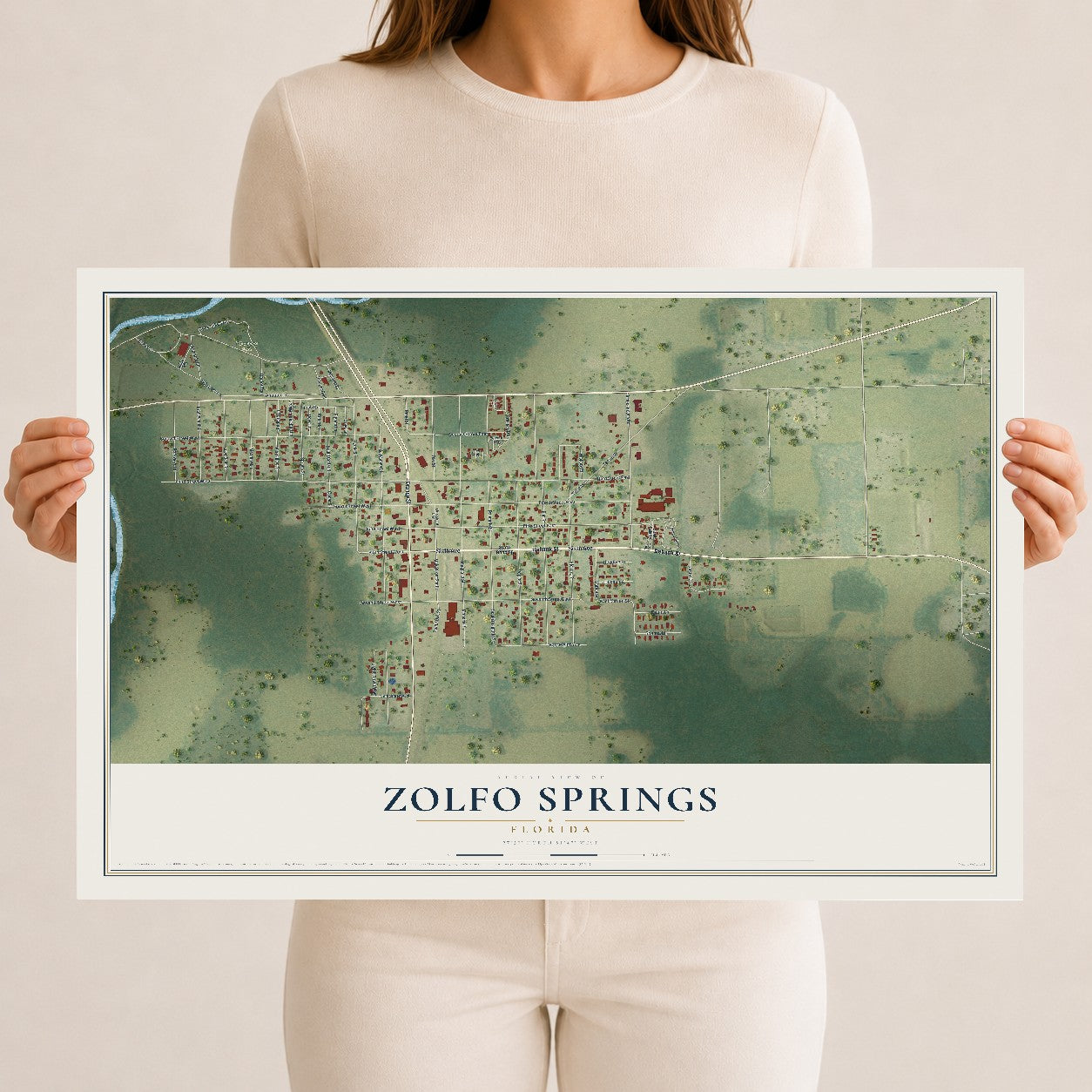 Zolfo Springs, Florida map print, 12" x 18" Archival Matte Print mockup